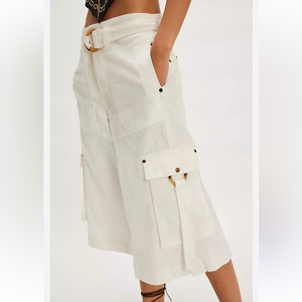 Free People Tidal Wave Cropped Pants, 4, Ivory, NWOT